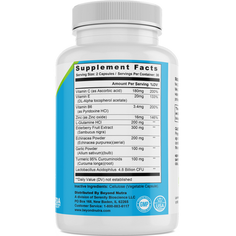 Beyond Nutra - Emergency Immune Support w/ Zinc 60 Capsules-Beyondnutra.com