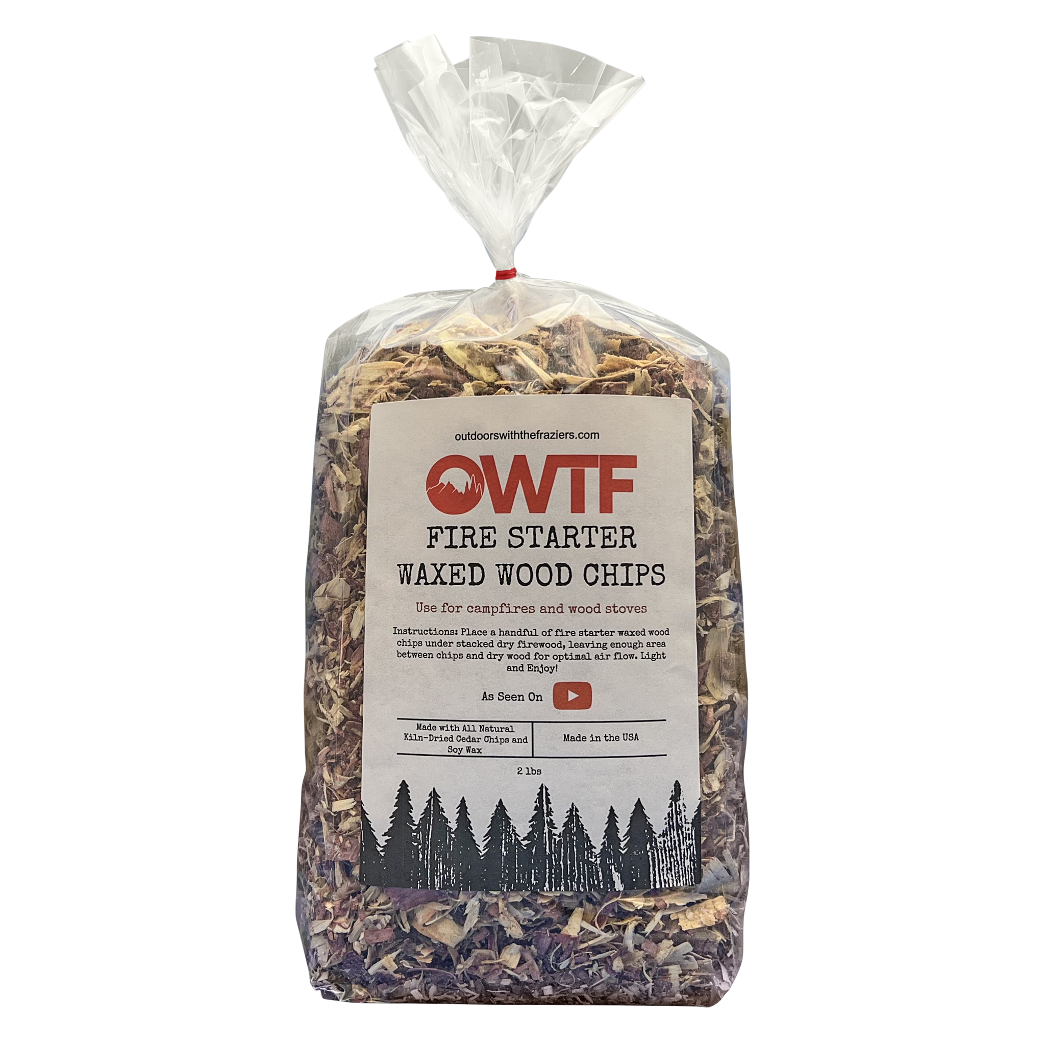 OWTF Fire Starter Waxed Cedar Wood Chips 2lbs