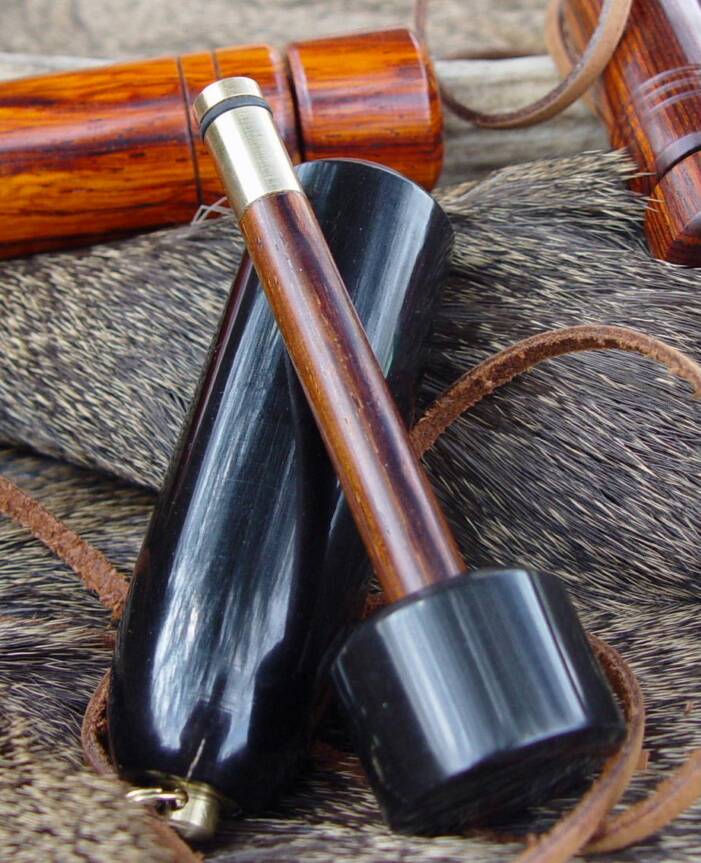 PMN, Fire Piston, Asian Water Buffalo Horn 2nd Generation with Leather Lanyard,  Brass Tipped Shaft, Vented, 7-10 days from MFG