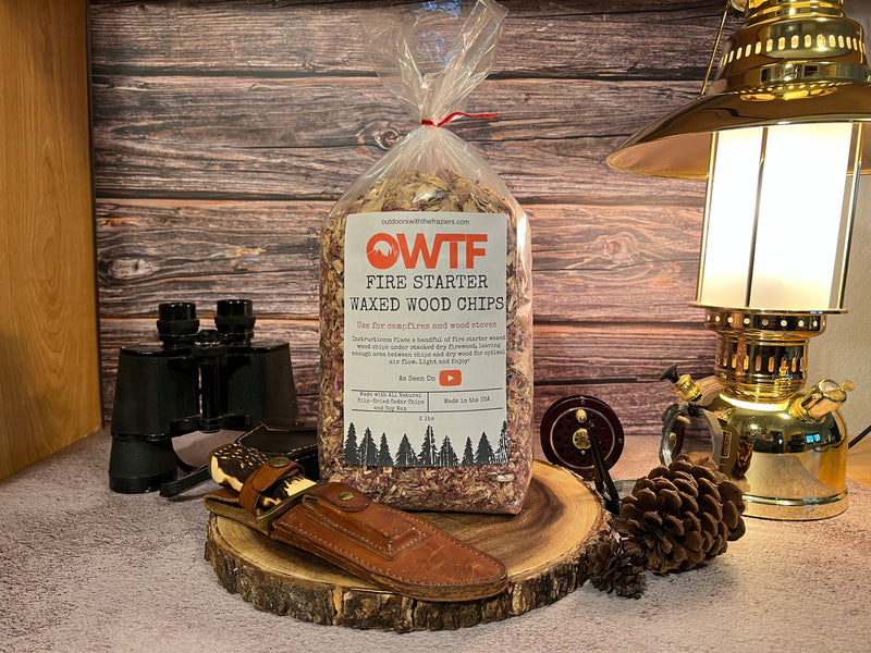 Fire Starter Bundle Waxed Cedar Wood Chips 2lbs - Free OWTF Hat