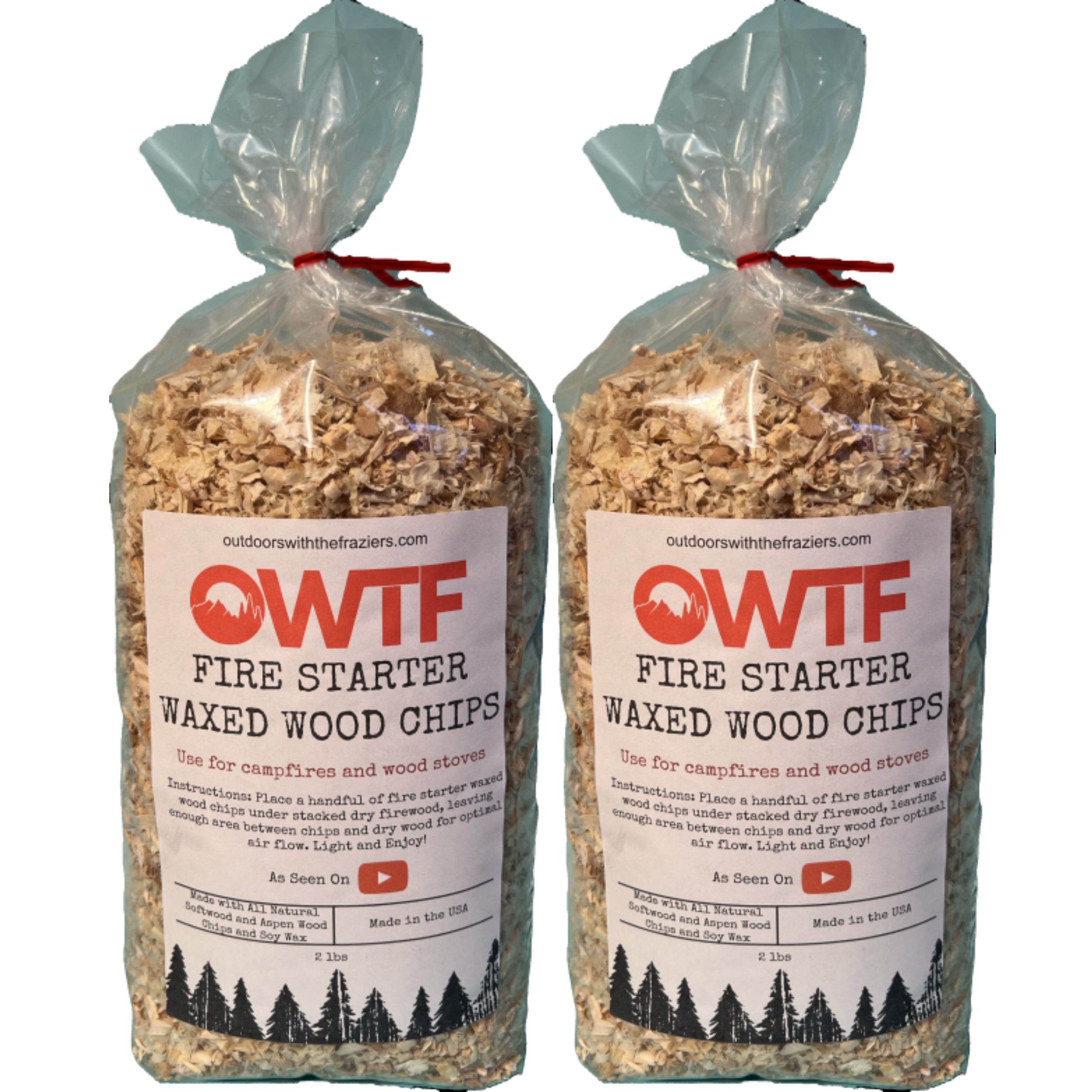 OWTF Fire Starter Waxed Pine Wood Chips 2lbs