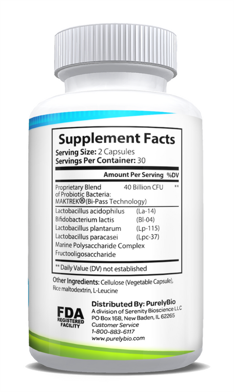 Purelybio - Probiotic 40 Billion CFU Maktrek 60ct Capsules-Beyondnutra.com